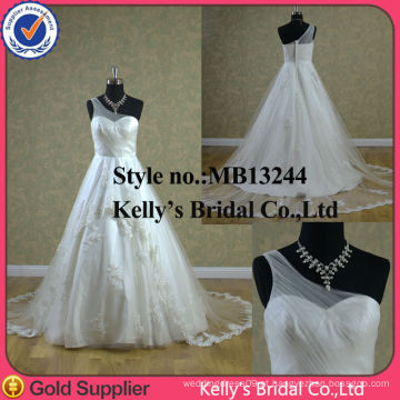 Grecian one illusion strap sequin lace church wedding dresses